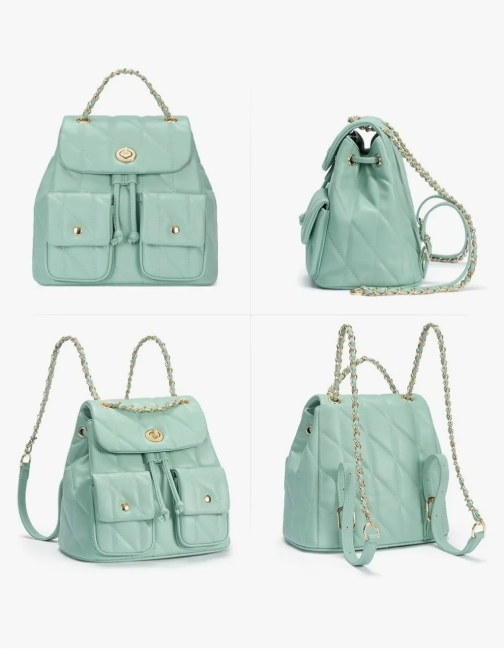 1 Left! Quilted Mint Shoulder Backpack Bag - Unbranded